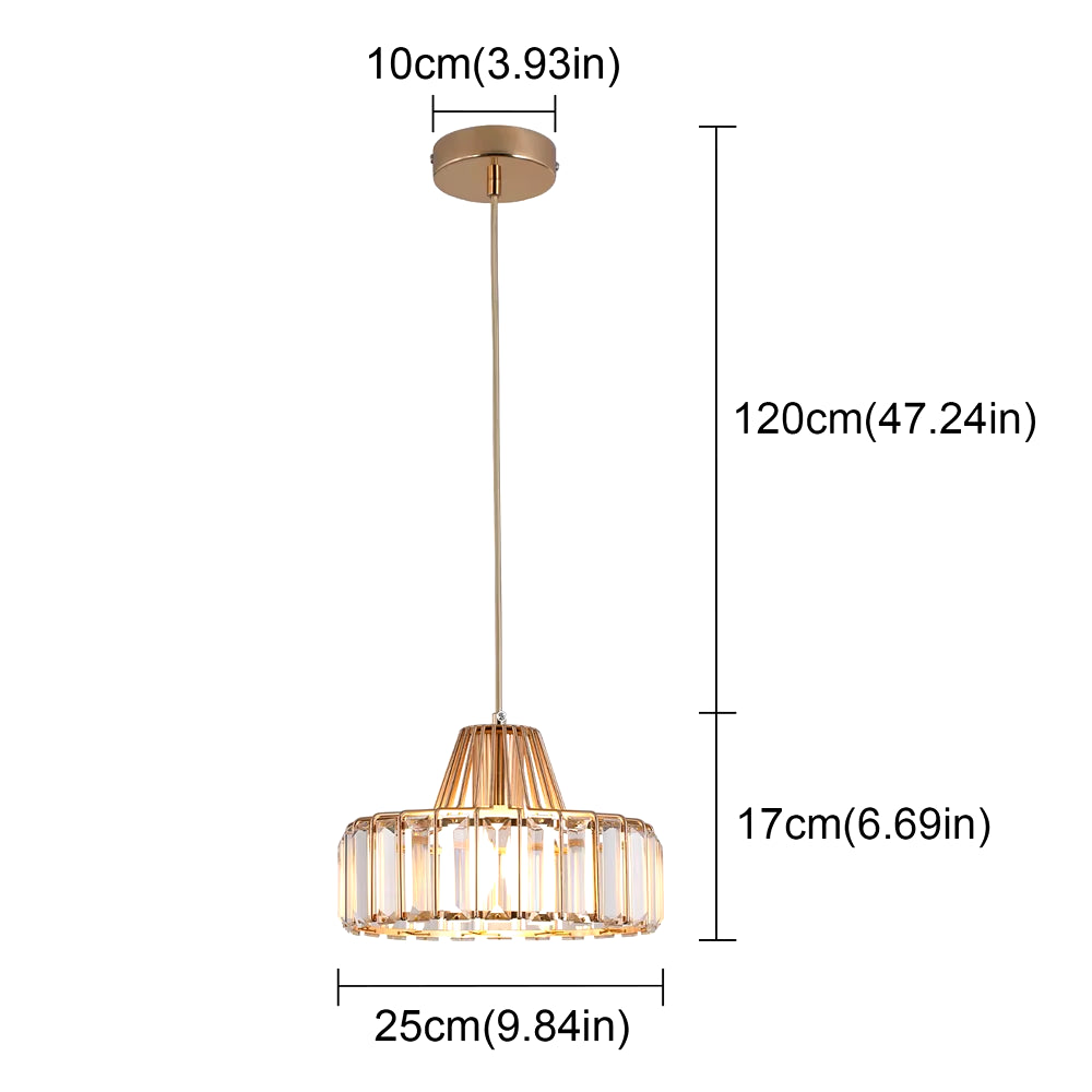Gold/Black Crystal Pendant Light Mini Modern Luxury Ceiling Pendant Light Fixtures Adjustable Hanging Lamp Dining Room Bathroom