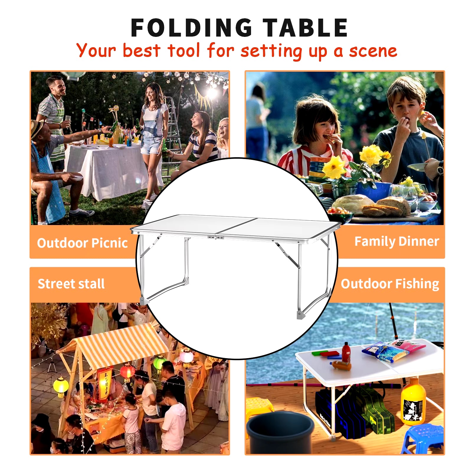 Small Folding Picnic Camping Table, Aluminium Lightweight Foldable Outdoor Garden Backyards BBQ Portable Table,60X40X26Cm Table