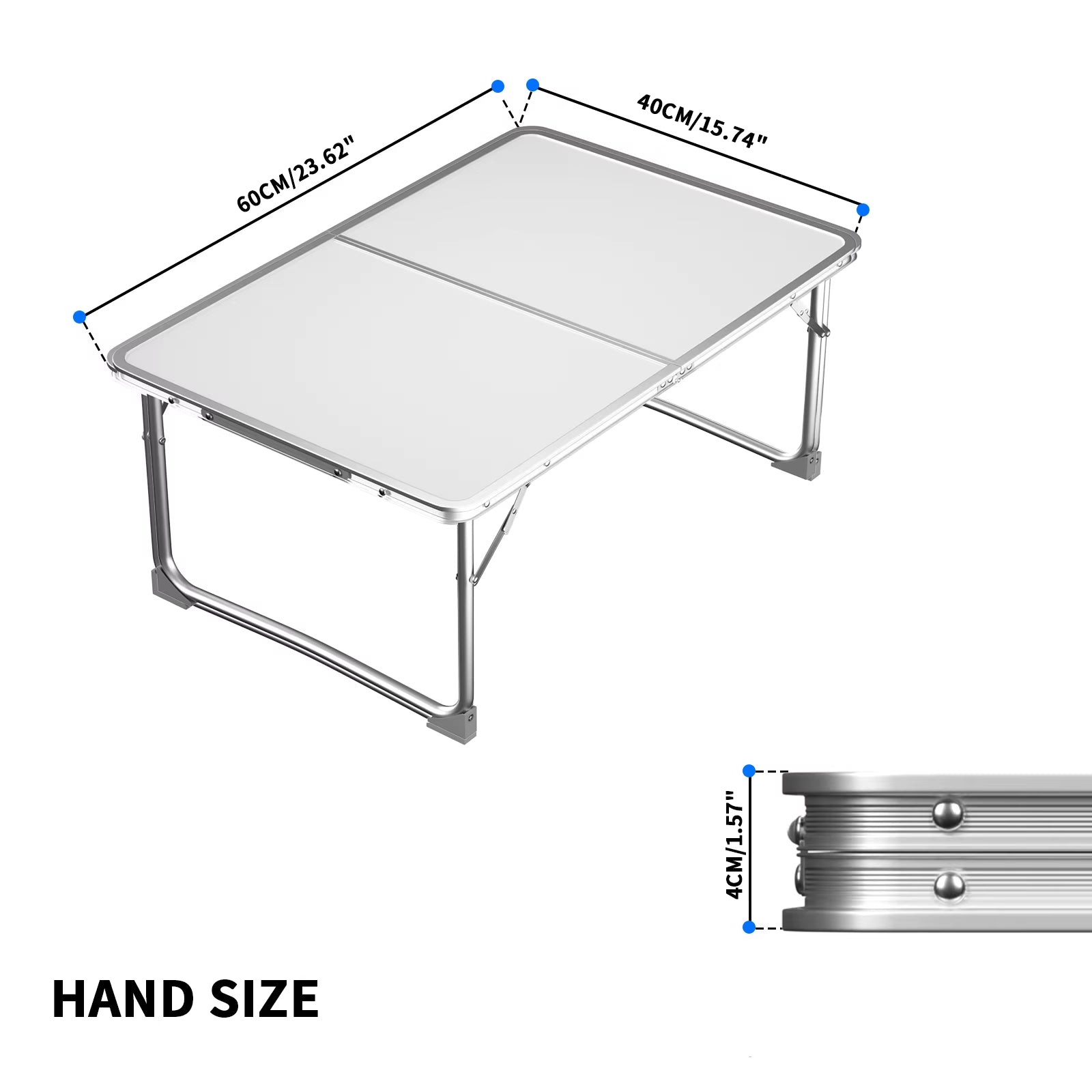 Small Folding Picnic Camping Table, Aluminium Lightweight Foldable Outdoor Garden Backyards BBQ Portable Table,60X40X26Cm Table