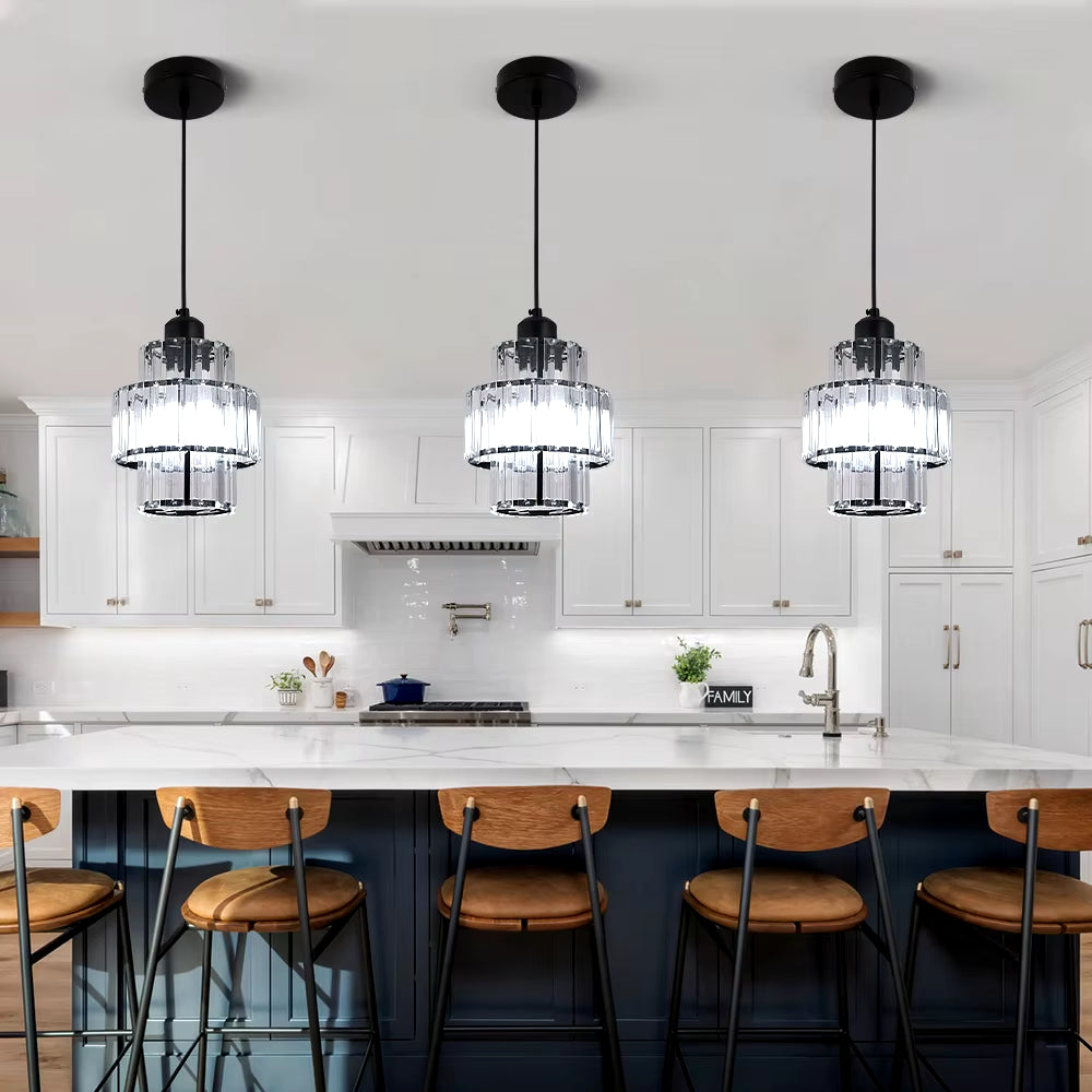 Gold/Black Crystal Pendant Light Mini Modern Luxury Ceiling Pendant Light Fixtures Adjustable Hanging Lamp Dining Room Bathroom